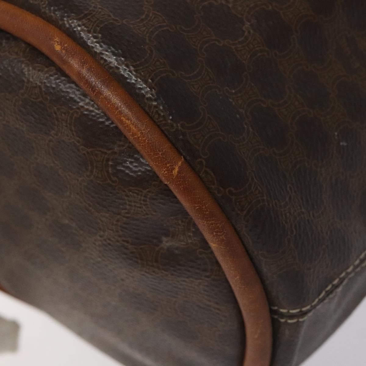 CELINE Macadam Canvas Purse Backpack PVC Leather Brown Gold Auth mr1093