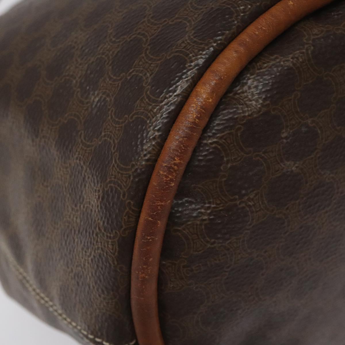 CELINE Macadam Canvas Purse Backpack PVC Leather Brown Gold Auth mr1093