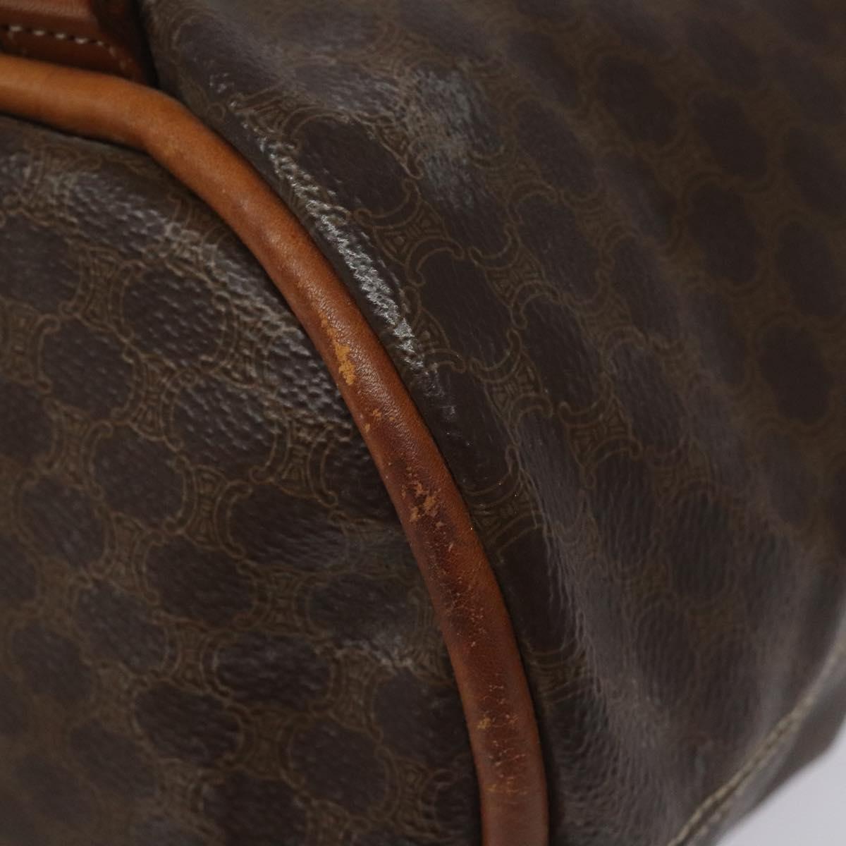 CELINE Macadam Canvas Purse Backpack PVC Leather Brown Gold Auth mr1093