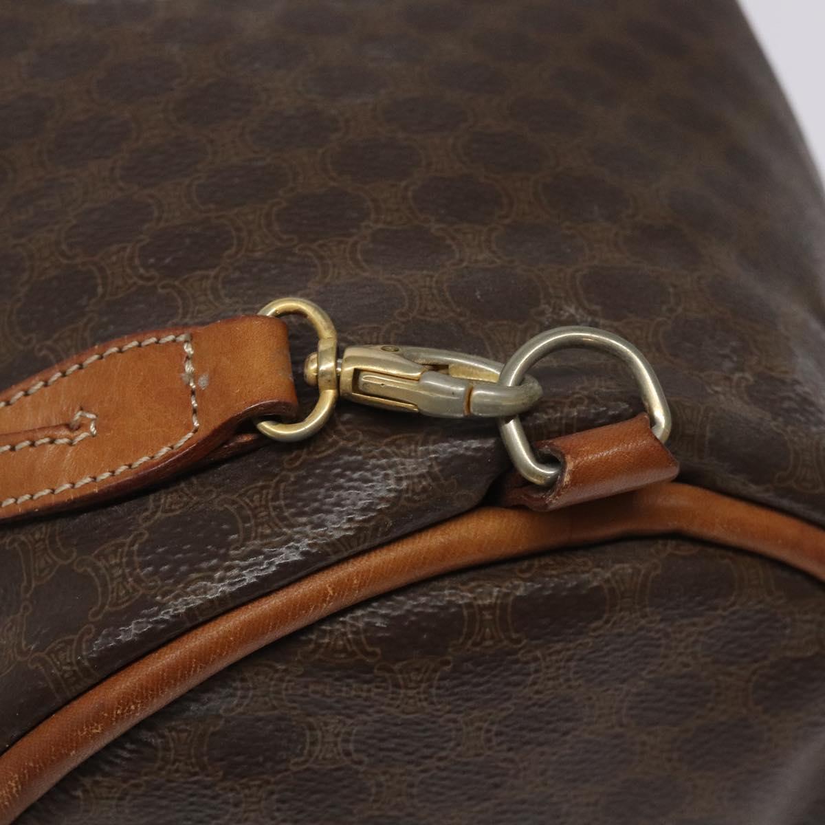 CELINE Macadam Canvas Purse Backpack PVC Leather Brown Gold Auth mr1093