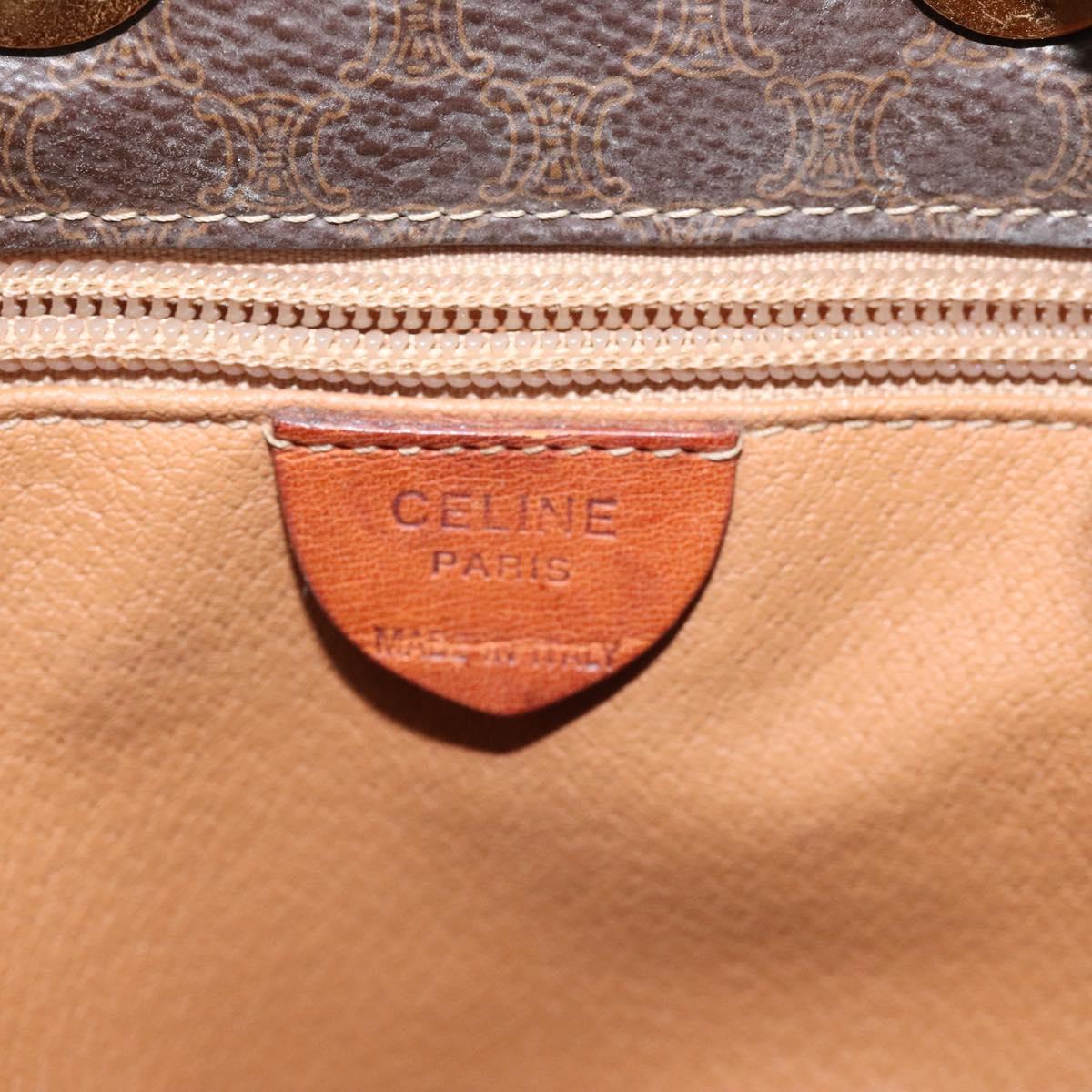 CELINE Macadam Canvas Purse Backpack PVC Leather Brown Gold Auth mr1093