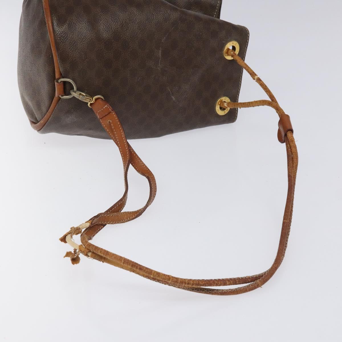 CELINE Macadam Canvas Purse Backpack PVC Leather Brown Gold Auth mr1093