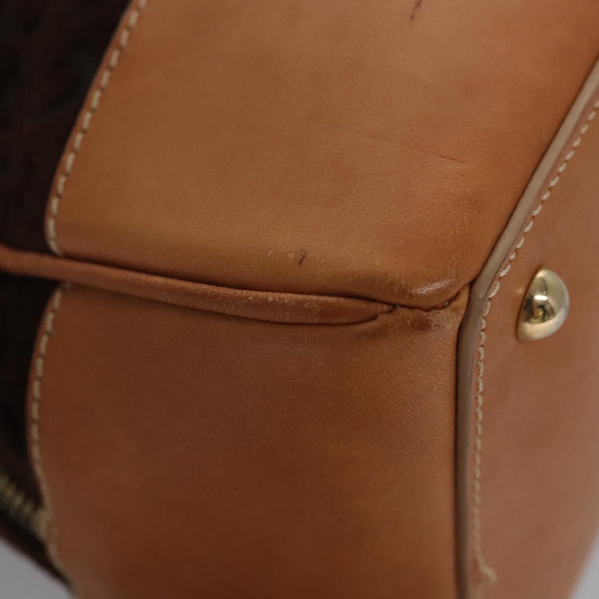 CELINE C Macadam Canvas Hand Bag Brown Gold Auth mr1094