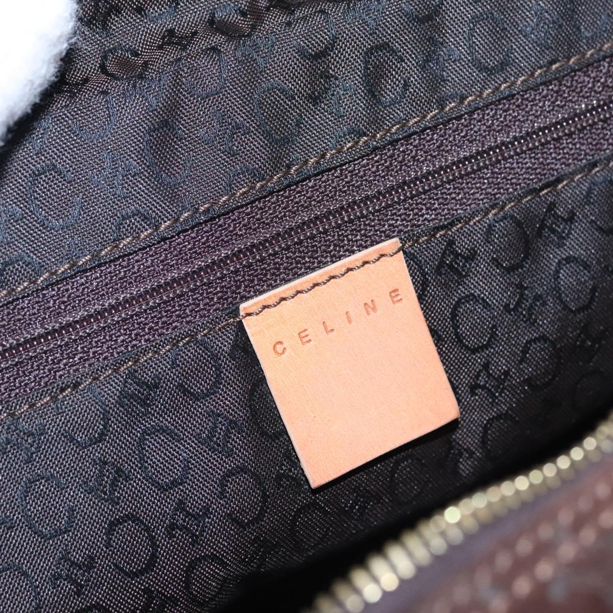 CELINE C Macadam Canvas Hand Bag Brown Gold Auth mr1094