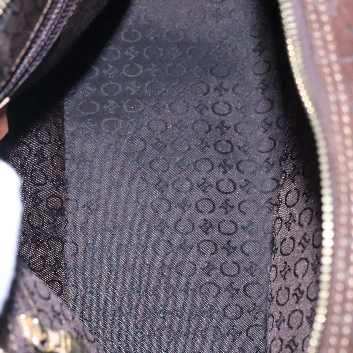 CELINE C Macadam Canvas Hand Bag Brown Gold Auth mr1094