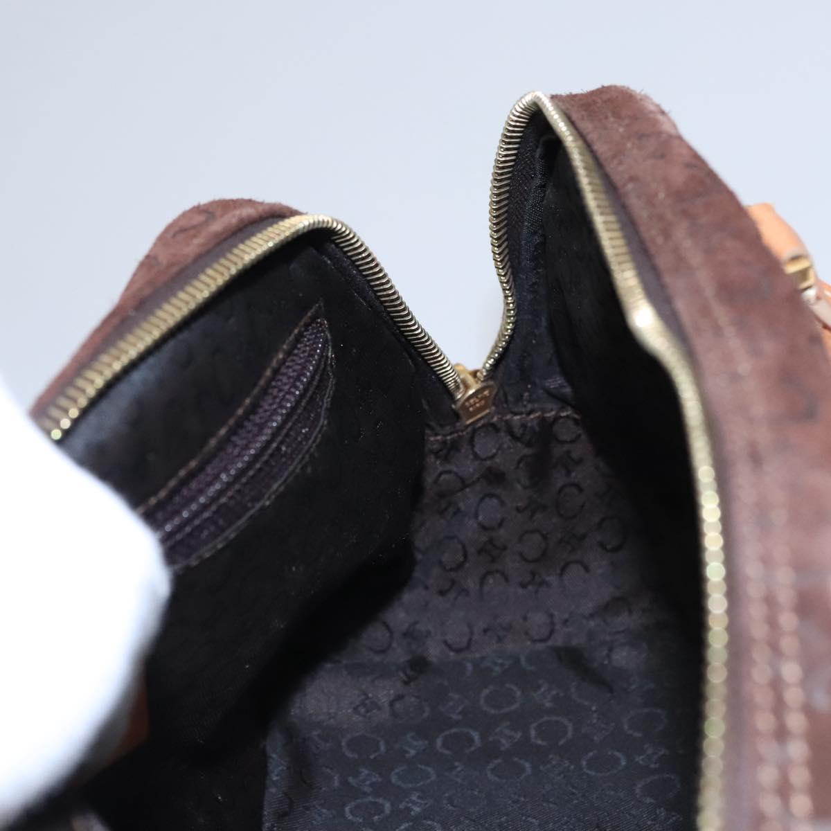 CELINE C Macadam Canvas Hand Bag Brown Gold Auth mr1094