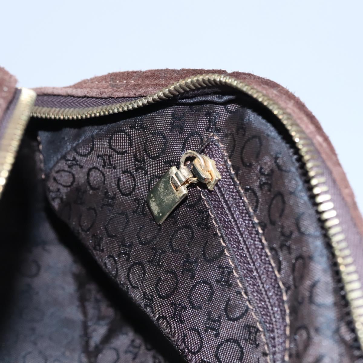 CELINE C Macadam Canvas Hand Bag Brown Gold Auth mr1094