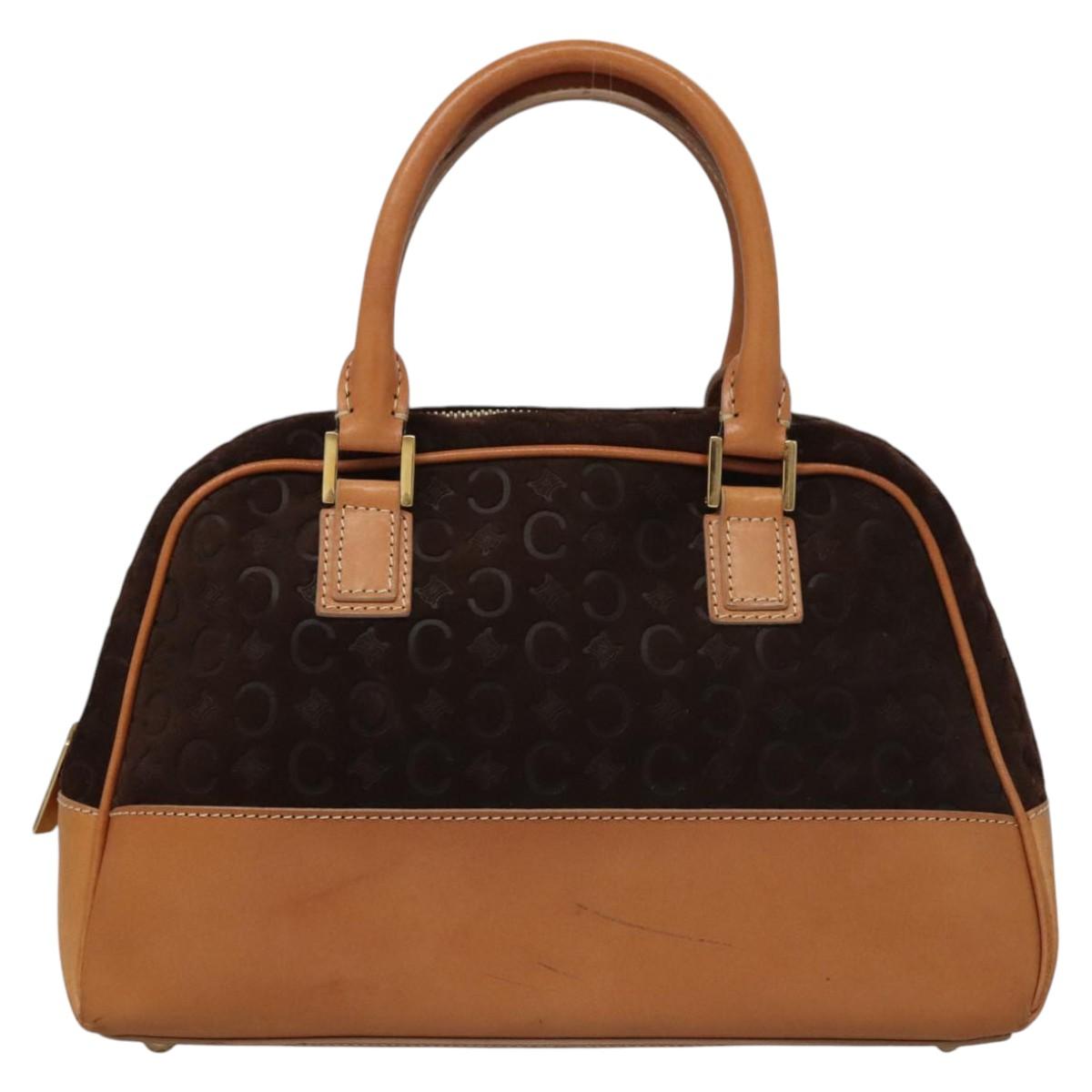 CELINE C Macadam Canvas Hand Bag Brown Gold Auth mr1094