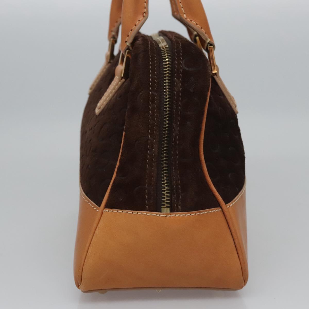 CELINE C Macadam Canvas Hand Bag Brown Gold Auth mr1094