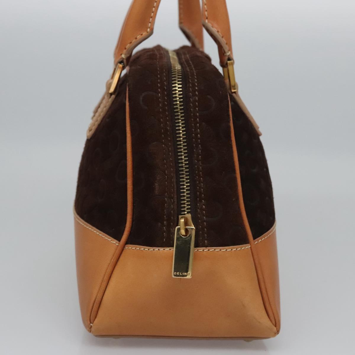 CELINE C Macadam Canvas Hand Bag Brown Gold Auth mr1094