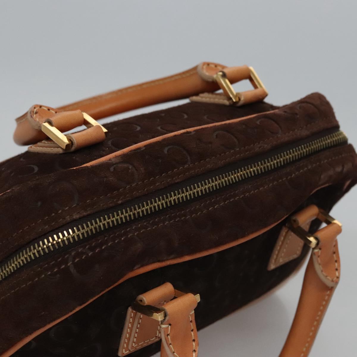 CELINE C Macadam Canvas Hand Bag Brown Gold Auth mr1094