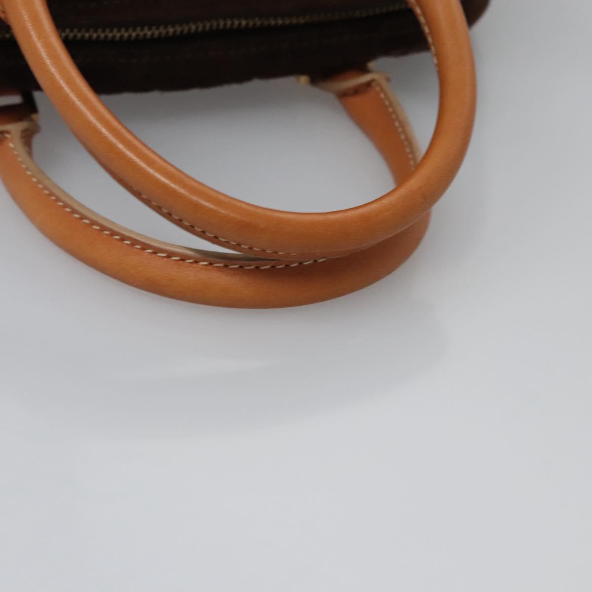 CELINE C Macadam Canvas Hand Bag Brown Gold Auth mr1094