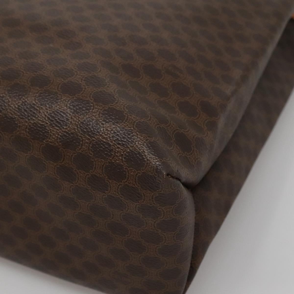 CELINE Macadam Canvas Tote Bag PVC Leather Brown Gold Auth mr1098
