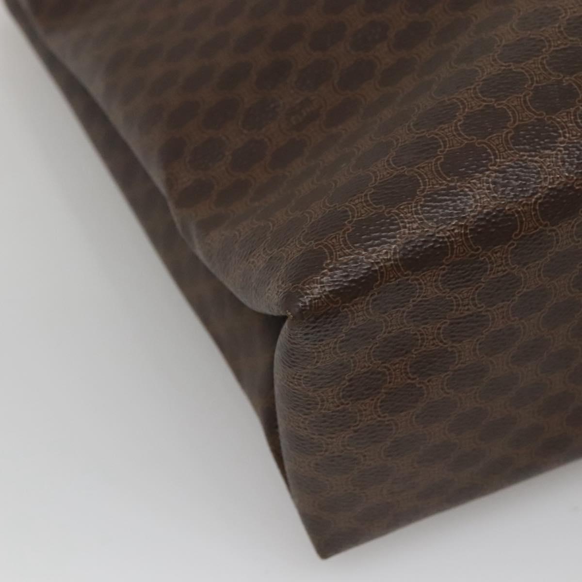 CELINE Macadam Canvas Tote Bag PVC Leather Brown Gold Auth mr1098