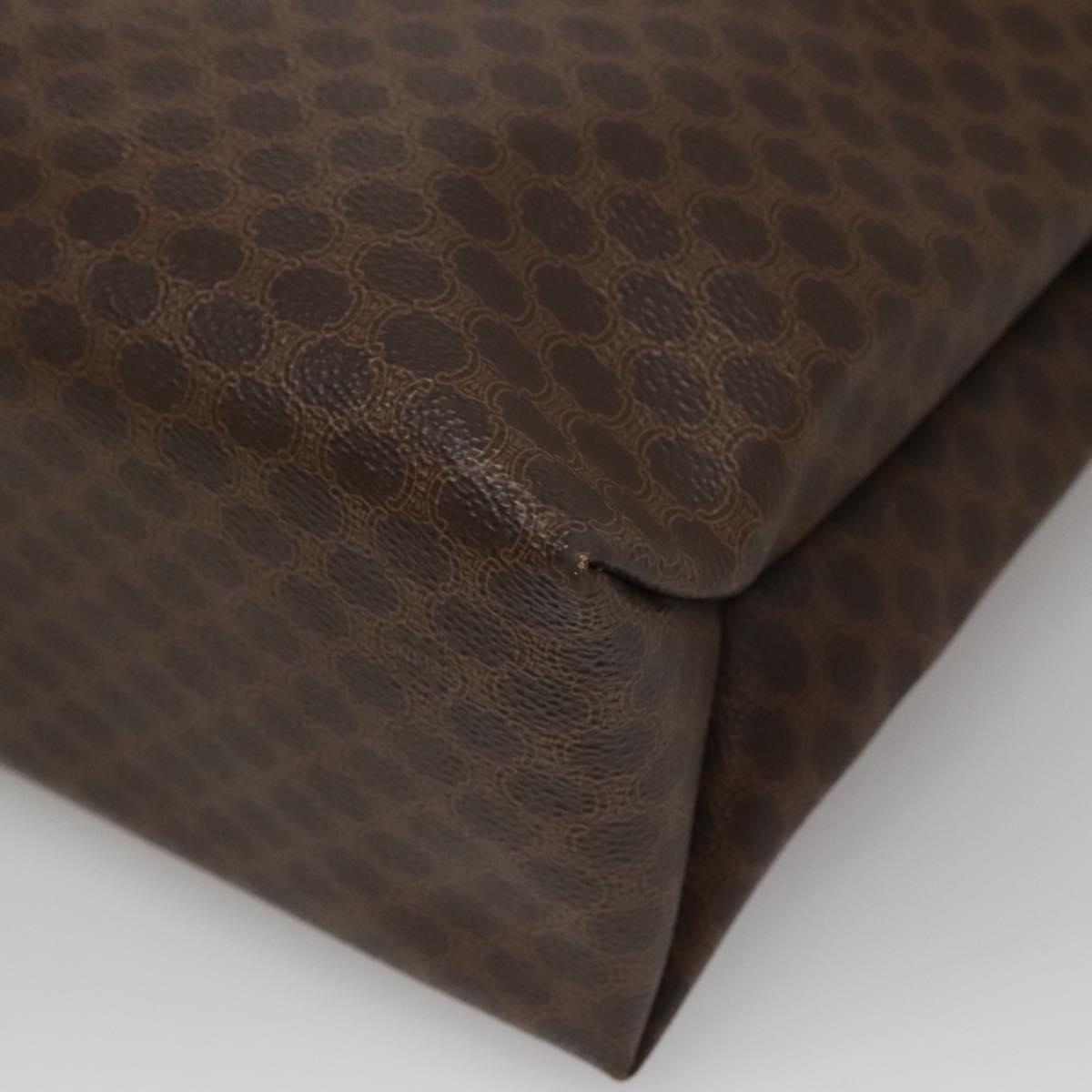 CELINE Macadam Canvas Tote Bag PVC Leather Brown Gold Auth mr1098