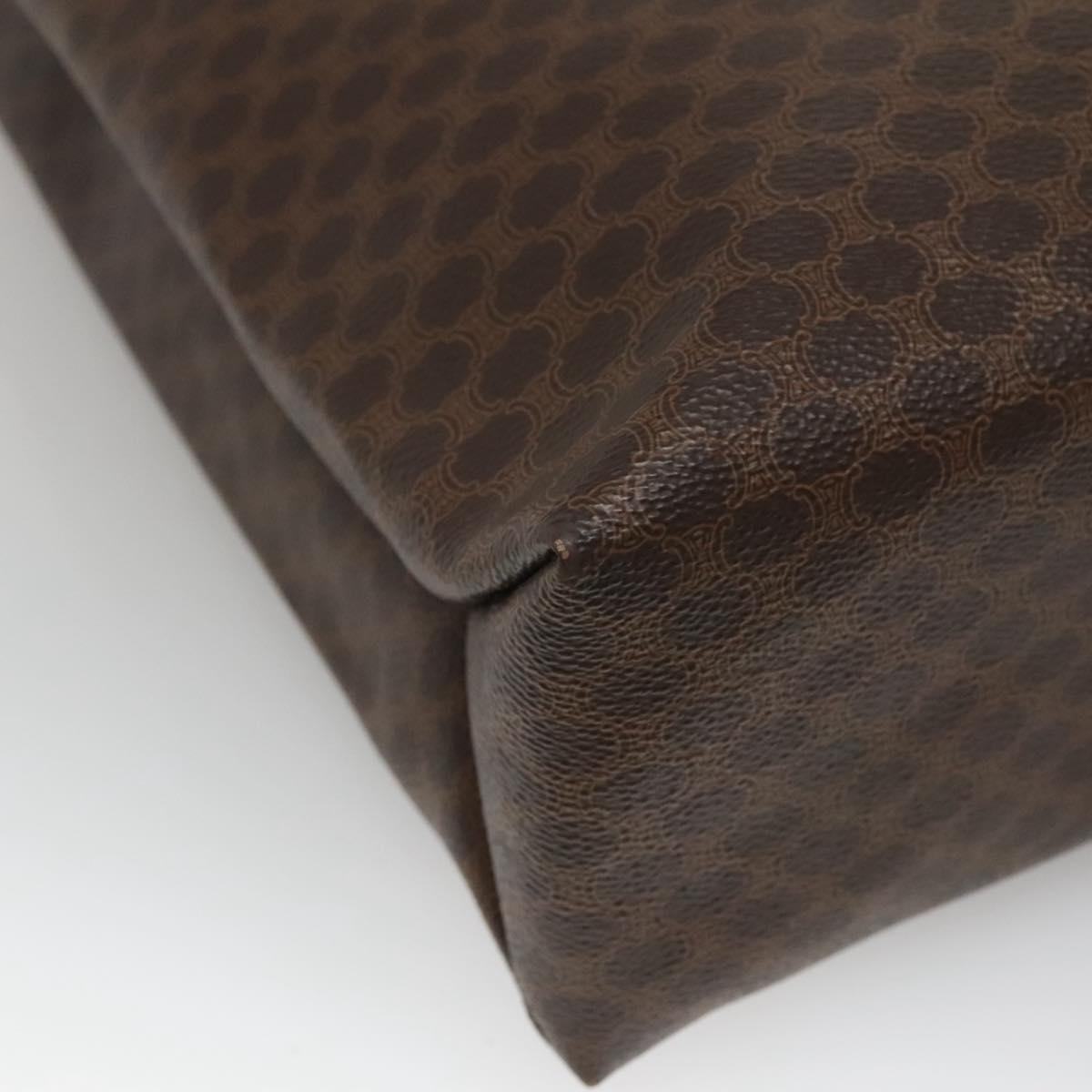 CELINE Macadam Canvas Tote Bag PVC Leather Brown Gold Auth mr1098