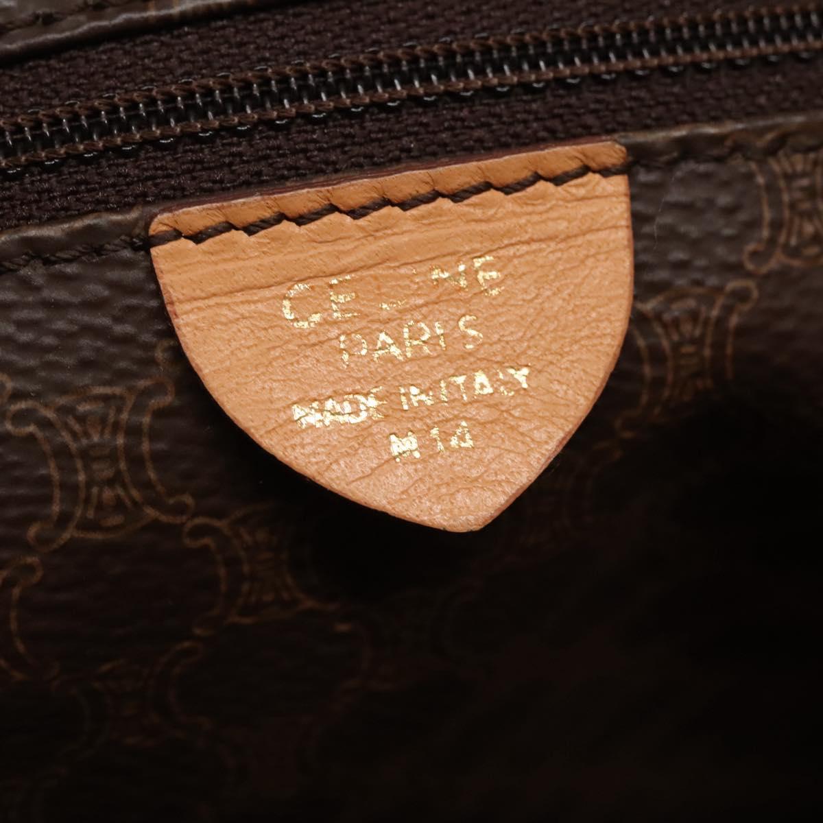 CELINE Macadam Canvas Tote Bag PVC Leather Brown Gold Auth mr1098