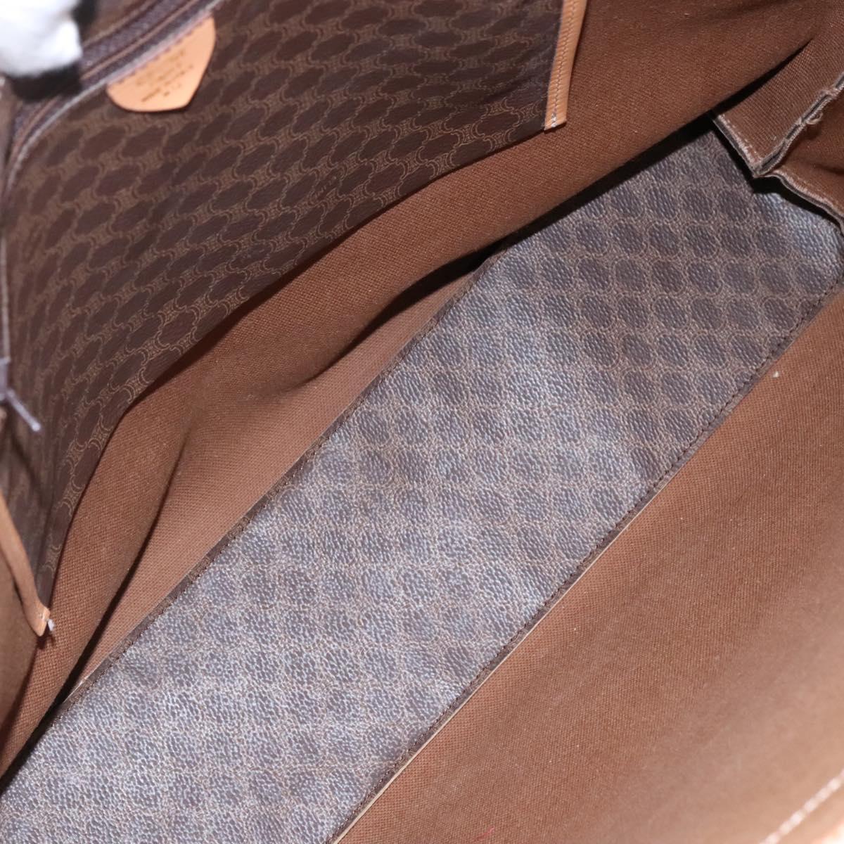 CELINE Macadam Canvas Tote Bag PVC Leather Brown Gold Auth mr1098