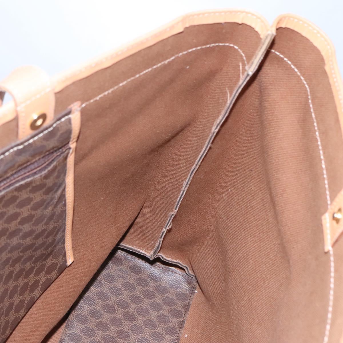 CELINE Macadam Canvas Tote Bag PVC Leather Brown Gold Auth mr1098