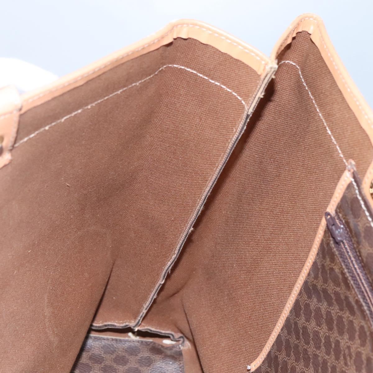 CELINE Macadam Canvas Tote Bag PVC Leather Brown Gold Auth mr1098