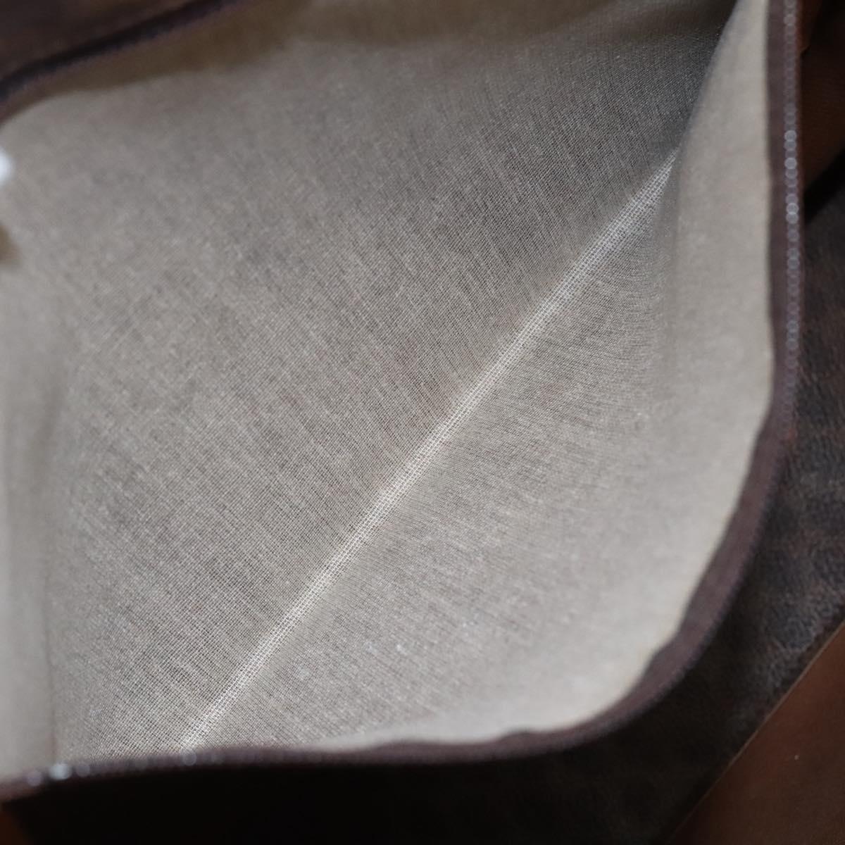 CELINE Macadam Canvas Tote Bag PVC Leather Brown Gold Auth mr1098