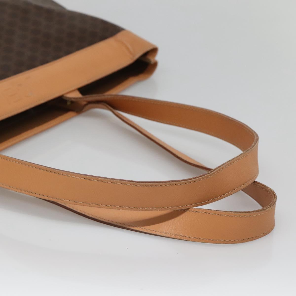 CELINE Macadam Canvas Tote Bag PVC Leather Brown Gold Auth mr1098