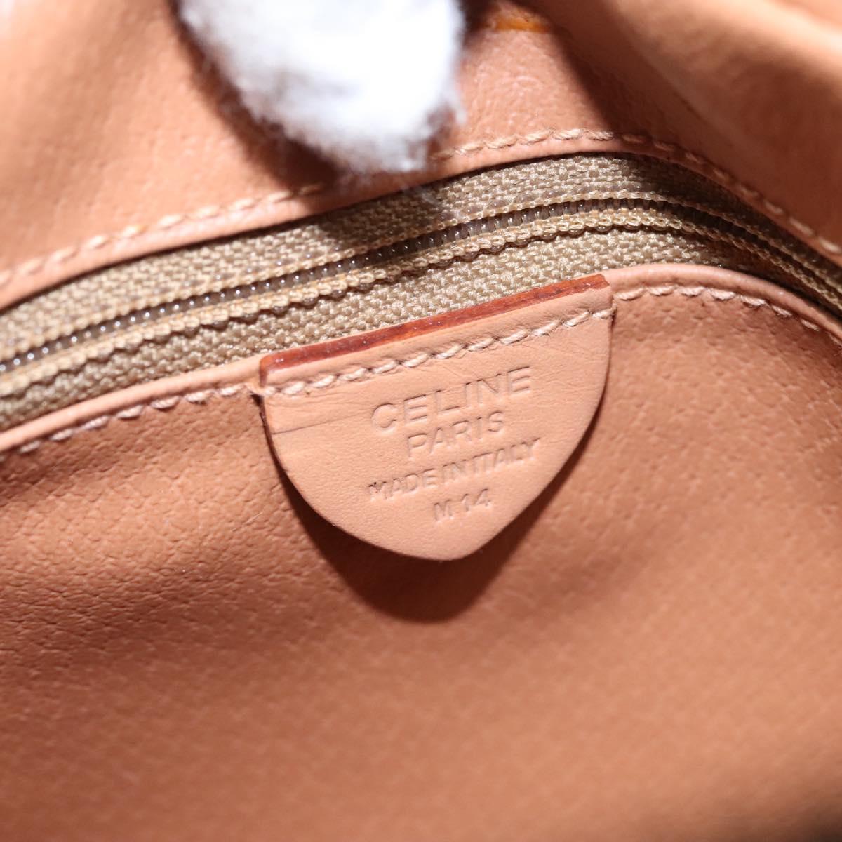 CELINE Macadam Canvas Shoulder Bag Beige Gold Auth mr1099