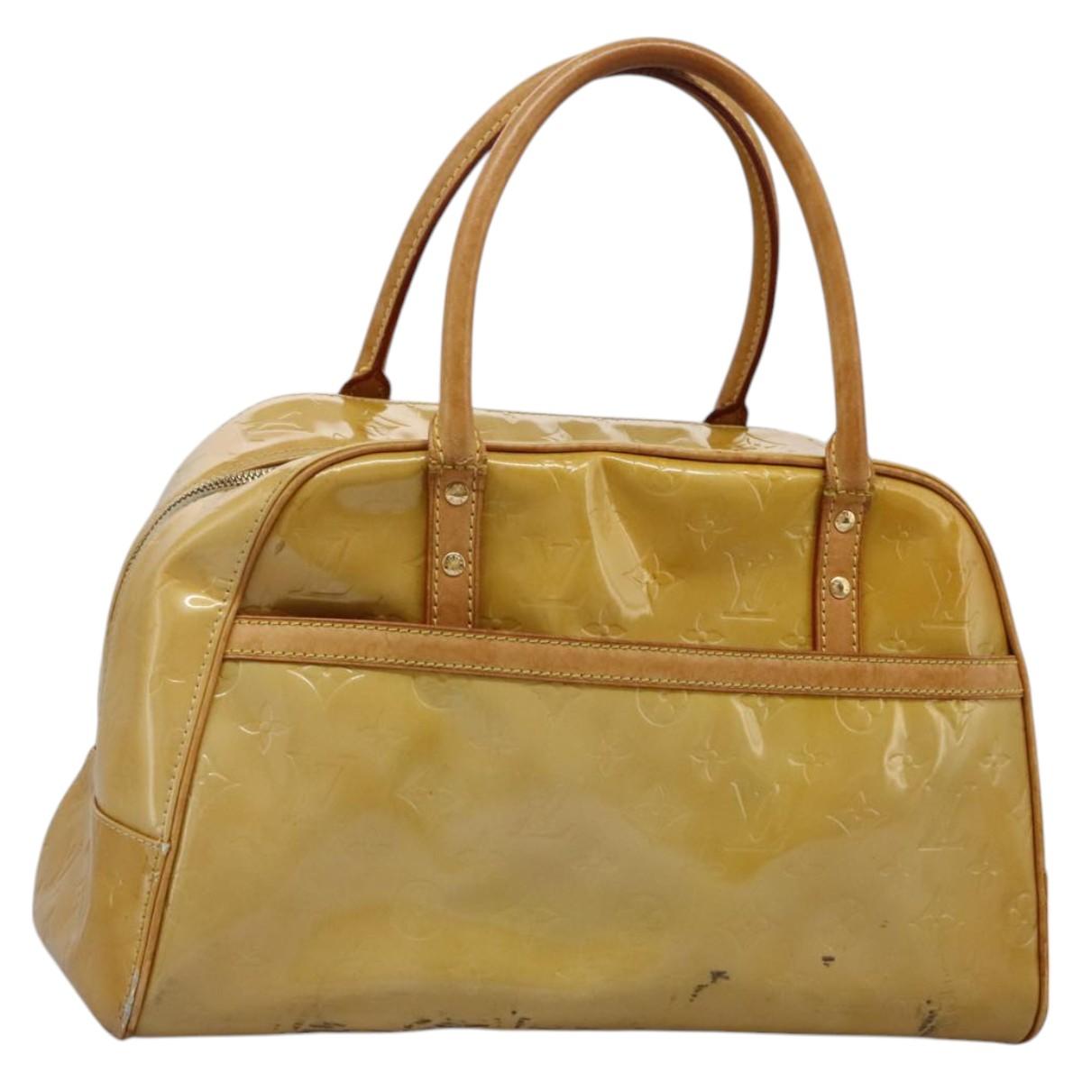 LOUIS VUITTON Monogram Vernis Tompkins Square Hand Bag Beige M91149 Auth mr1101
