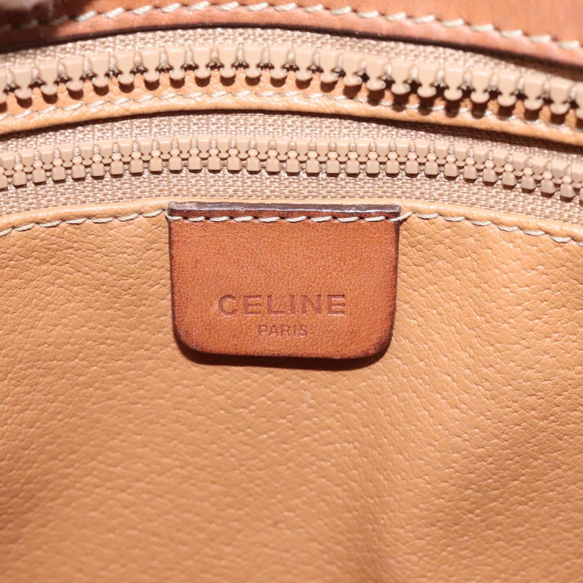 CELINE Macadam Canvas Hand Bag Beige Gold Auth mr1105