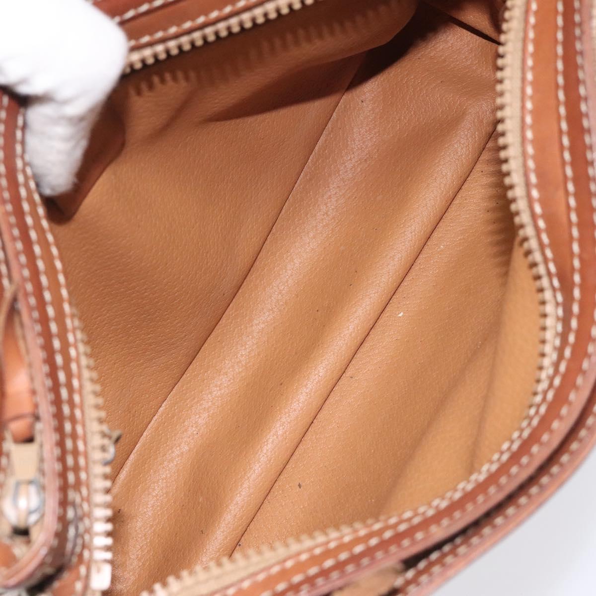 CELINE Macadam Canvas Hand Bag Beige Gold Auth mr1105