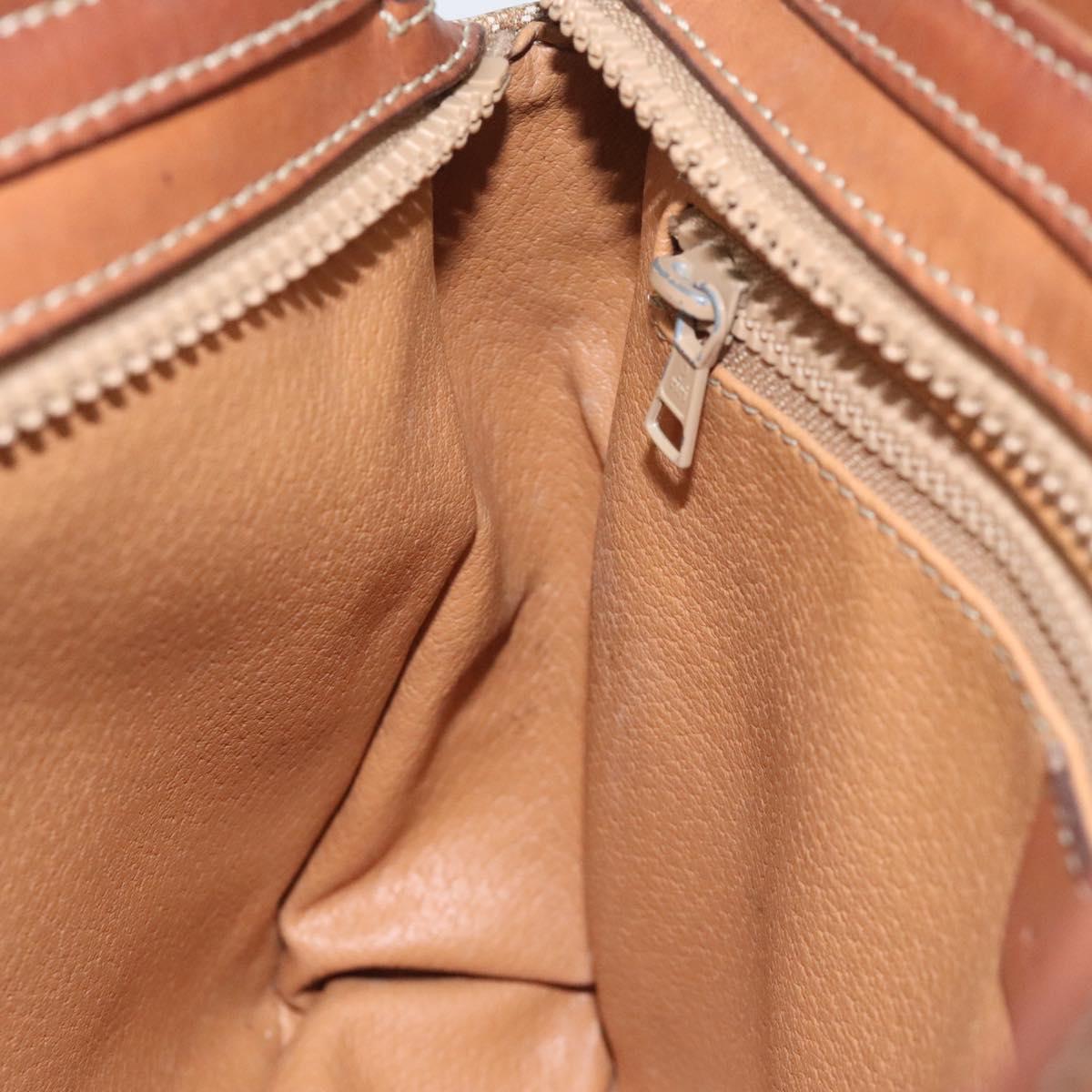 CELINE Macadam Canvas Hand Bag Beige Gold Auth mr1105