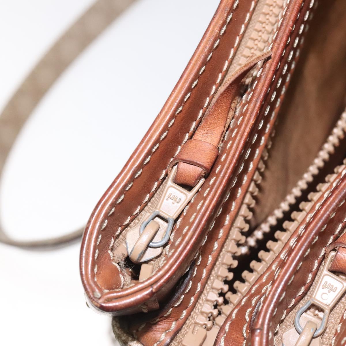 CELINE Macadam Canvas Hand Bag Beige Gold Auth mr1105