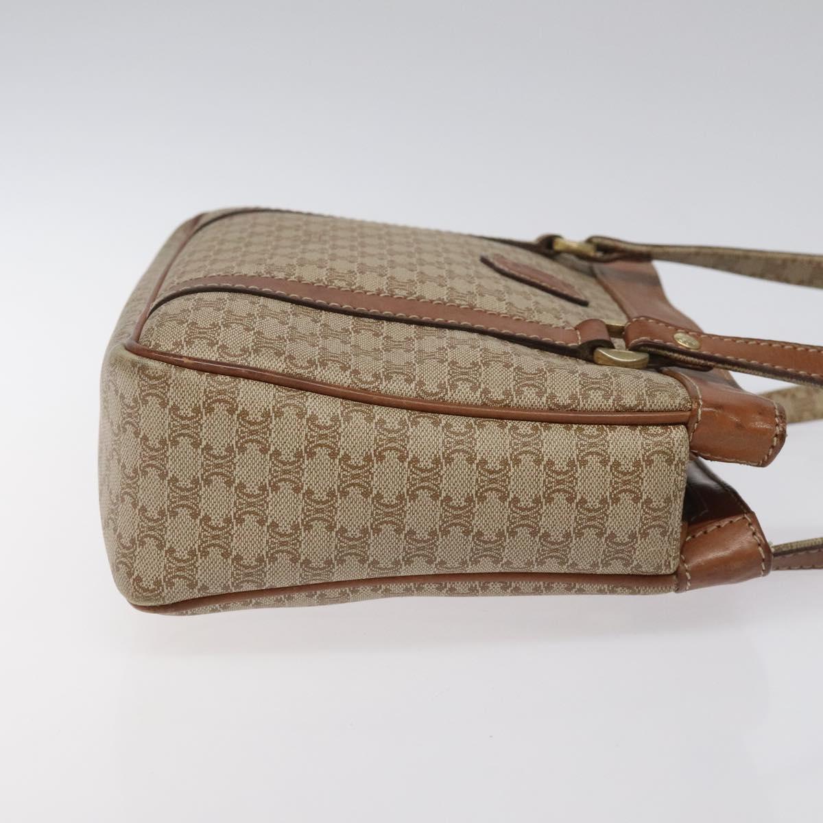 CELINE Macadam Canvas Hand Bag Beige Gold Auth mr1105