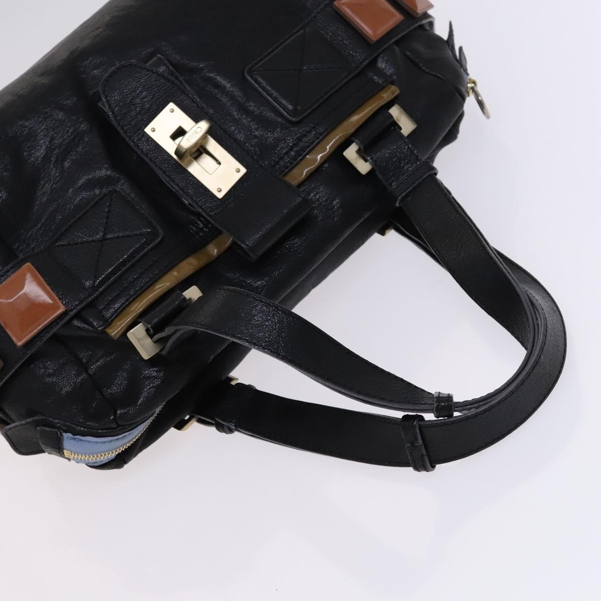 Chloe Hand Bag Leather 3Set Brown Black Auth mr1113