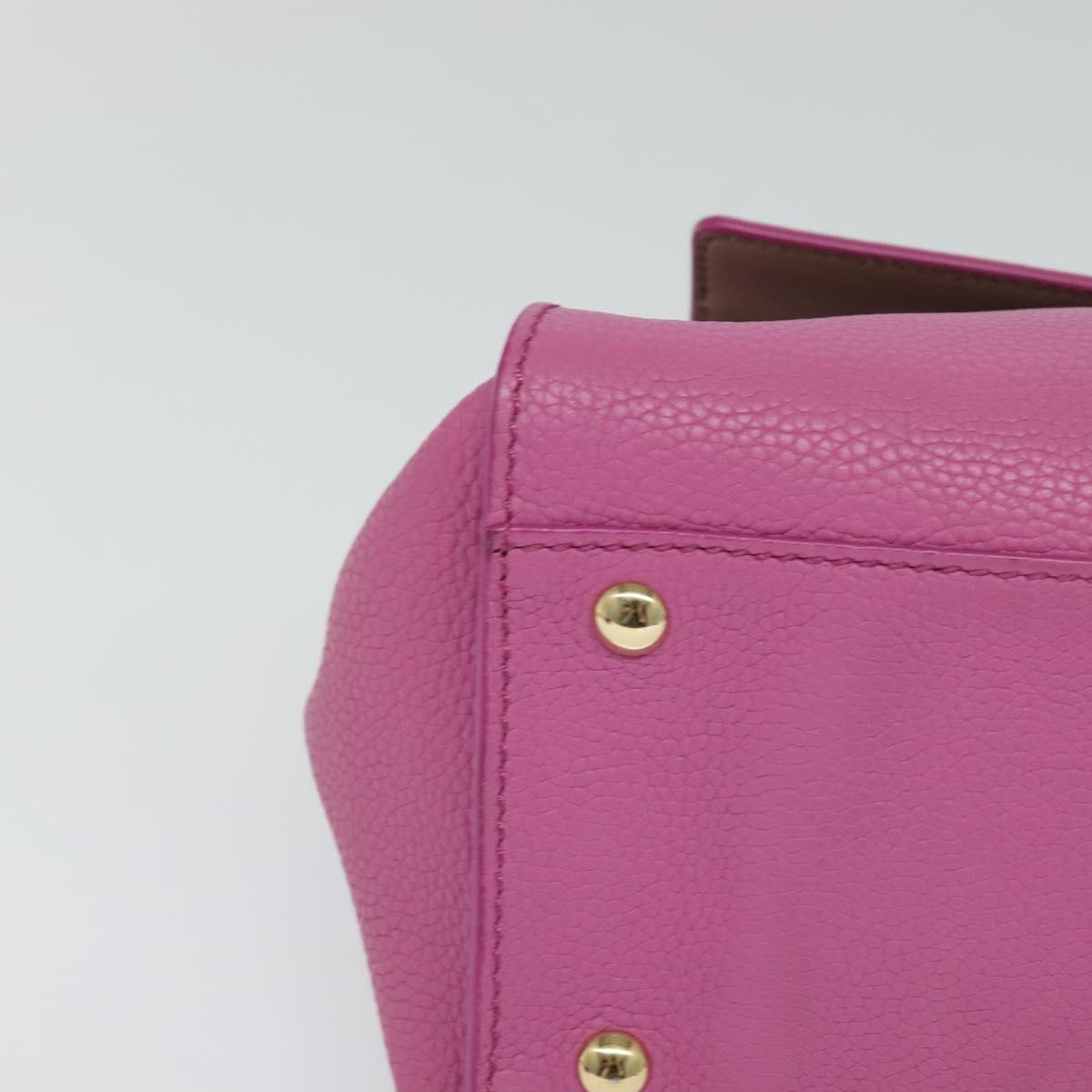 Salvatore Ferragamo Gancini Hand Bag Leather 2way Pink Gold Auth mr1123V