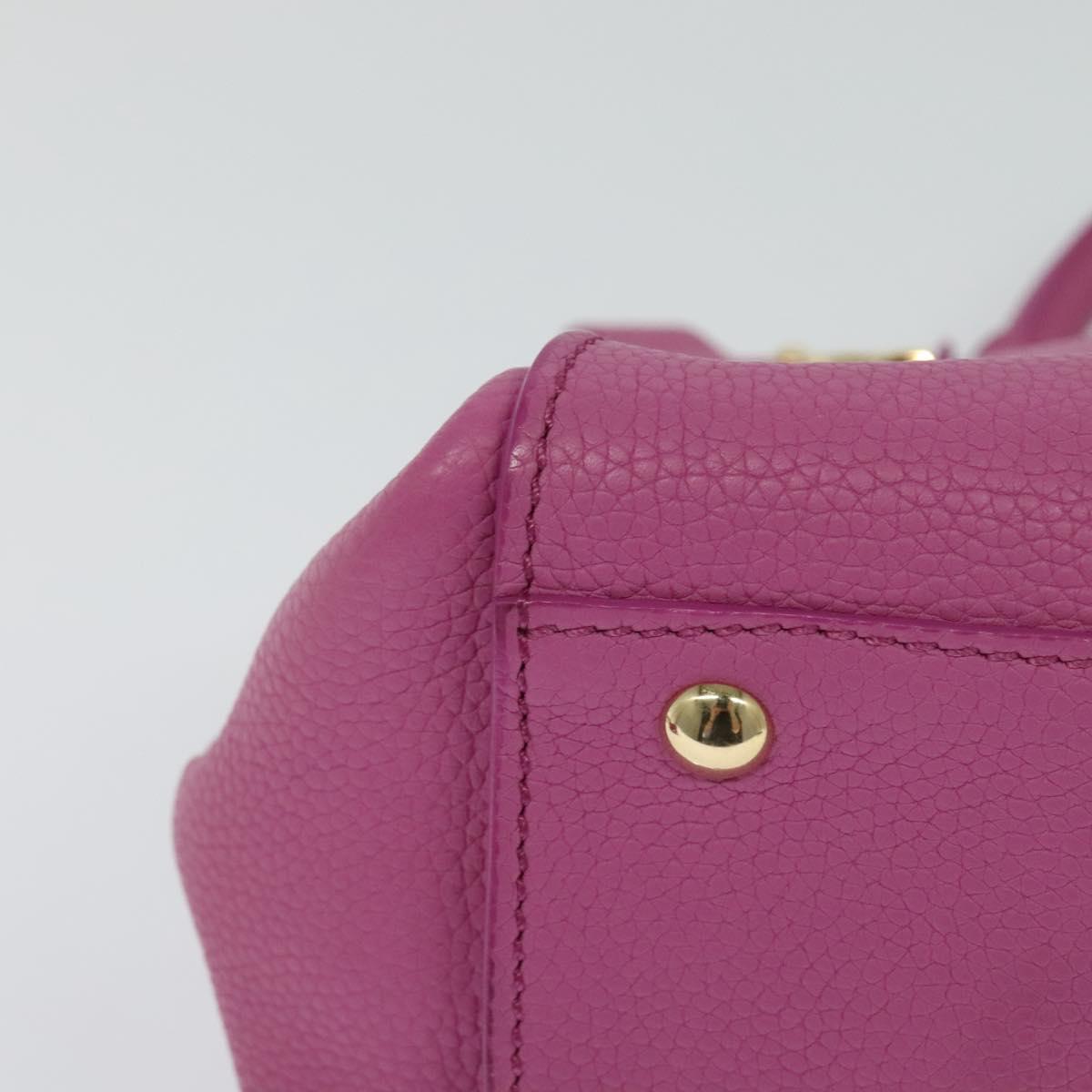 Salvatore Ferragamo Gancini Hand Bag Leather 2way Pink Gold Auth mr1123V