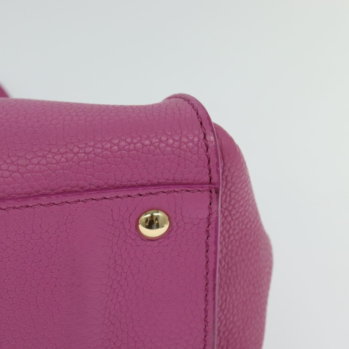 Salvatore Ferragamo Gancini Hand Bag Leather 2way Pink Gold Auth mr1123V