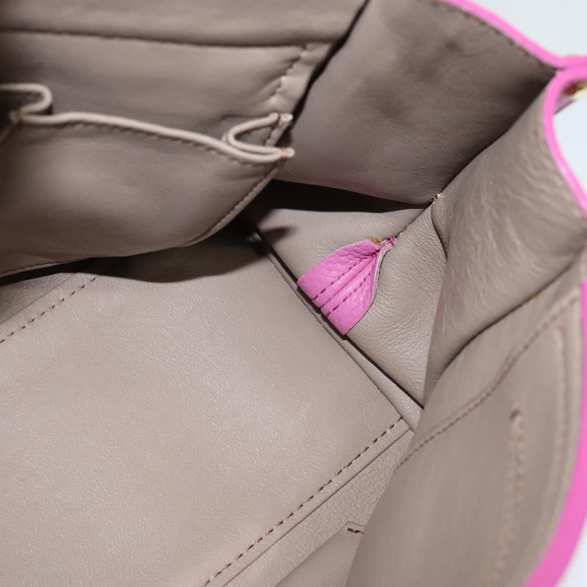 Salvatore Ferragamo Gancini Hand Bag Leather 2way Pink Gold Auth mr1123V