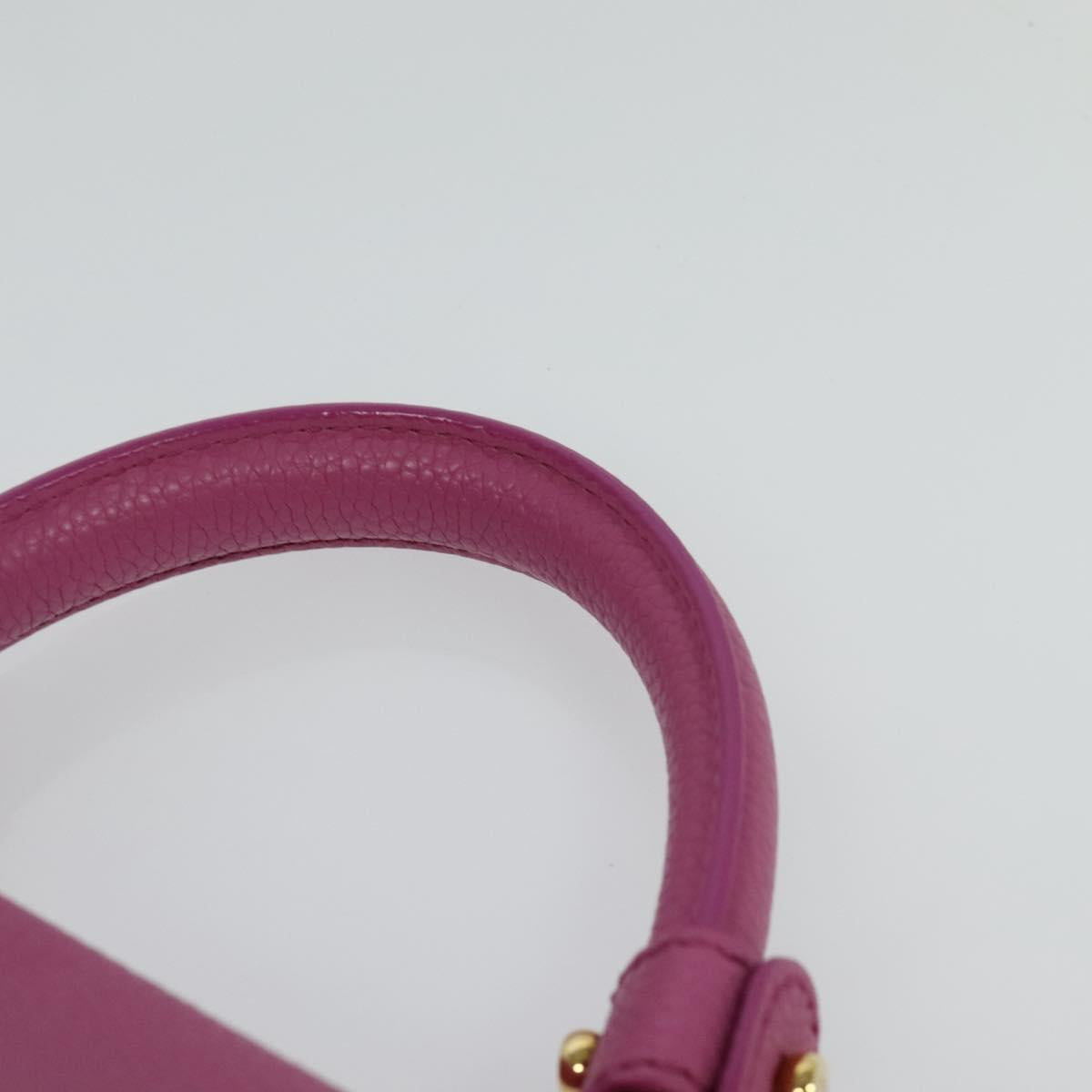 Salvatore Ferragamo Gancini Hand Bag Leather 2way Pink Gold Auth mr1123V