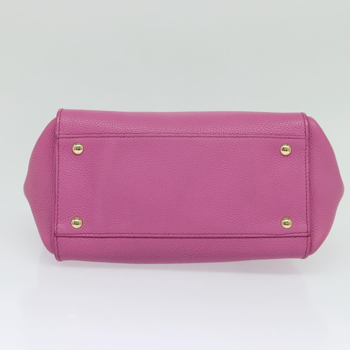 Salvatore Ferragamo Gancini Hand Bag Leather 2way Pink Gold Auth mr1123V