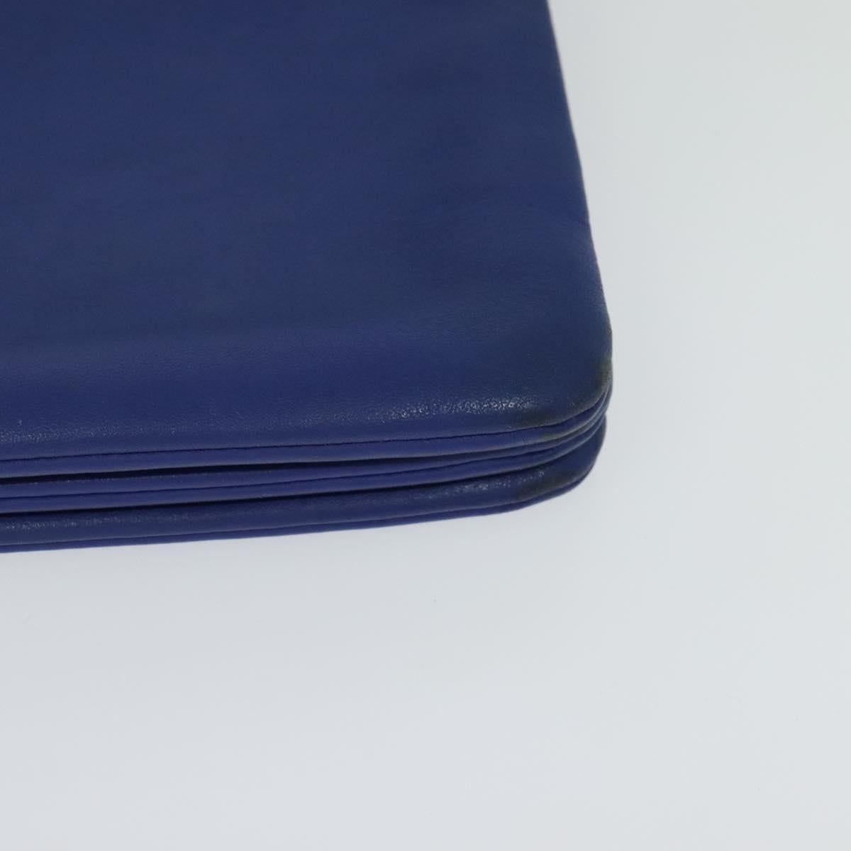 CELINE Trio Shoulder Bag Leather Blue Gold Auth mr1142