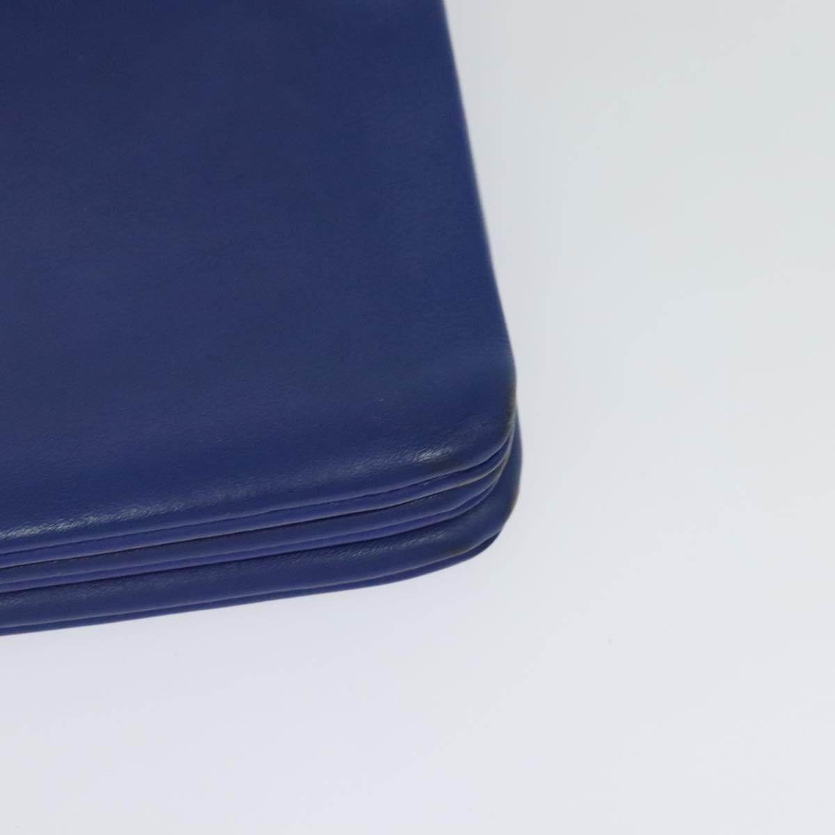 CELINE Trio Shoulder Bag Leather Blue Gold Auth mr1142