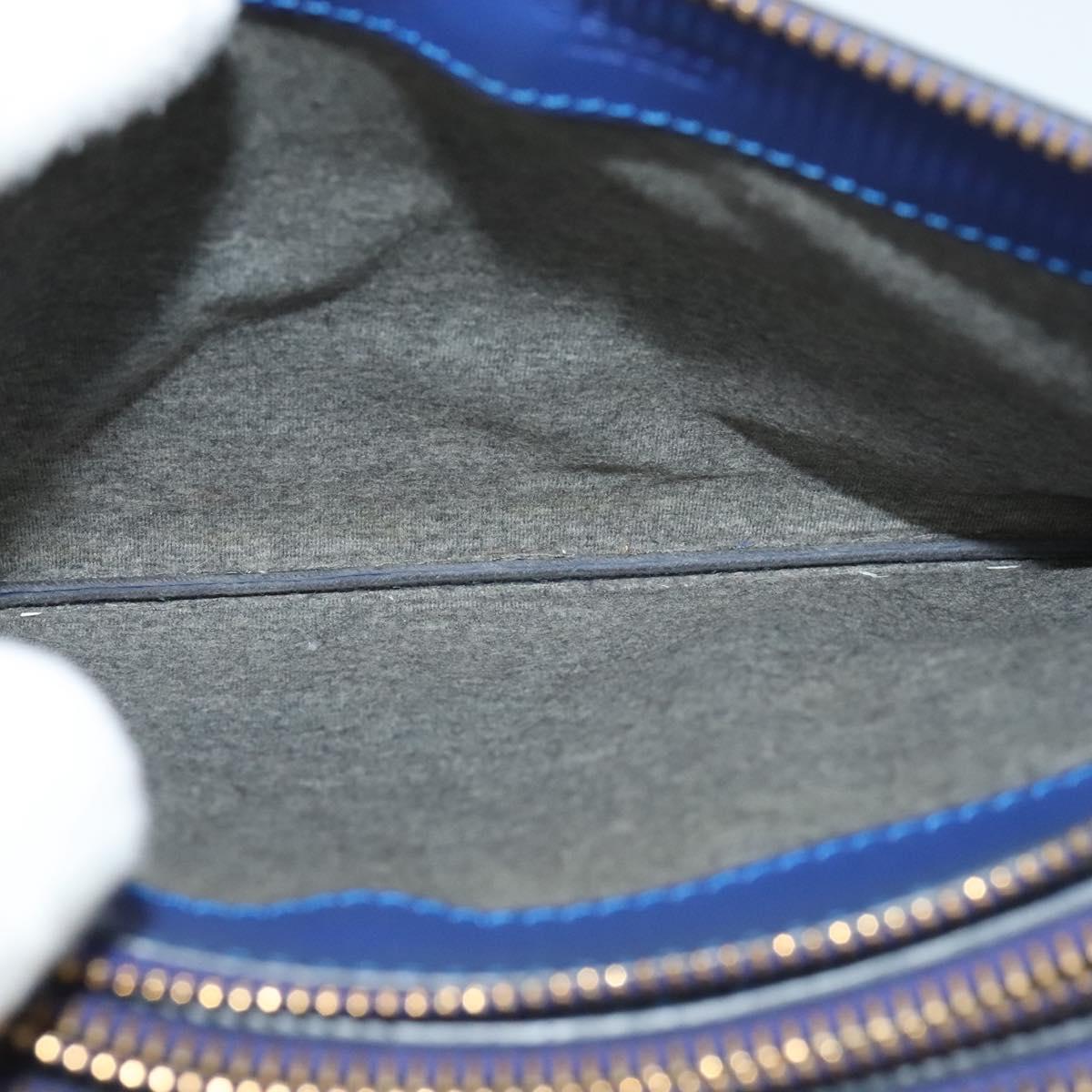 CELINE Trio Shoulder Bag Leather Blue Gold Auth mr1142