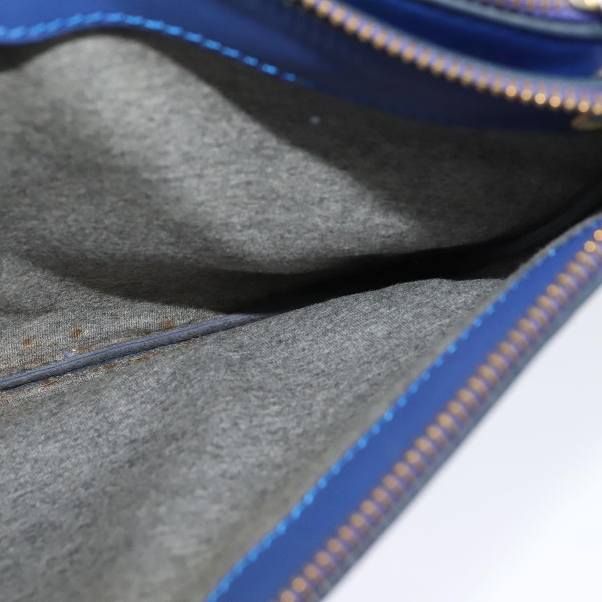 CELINE Trio Shoulder Bag Leather Blue Gold Auth mr1142