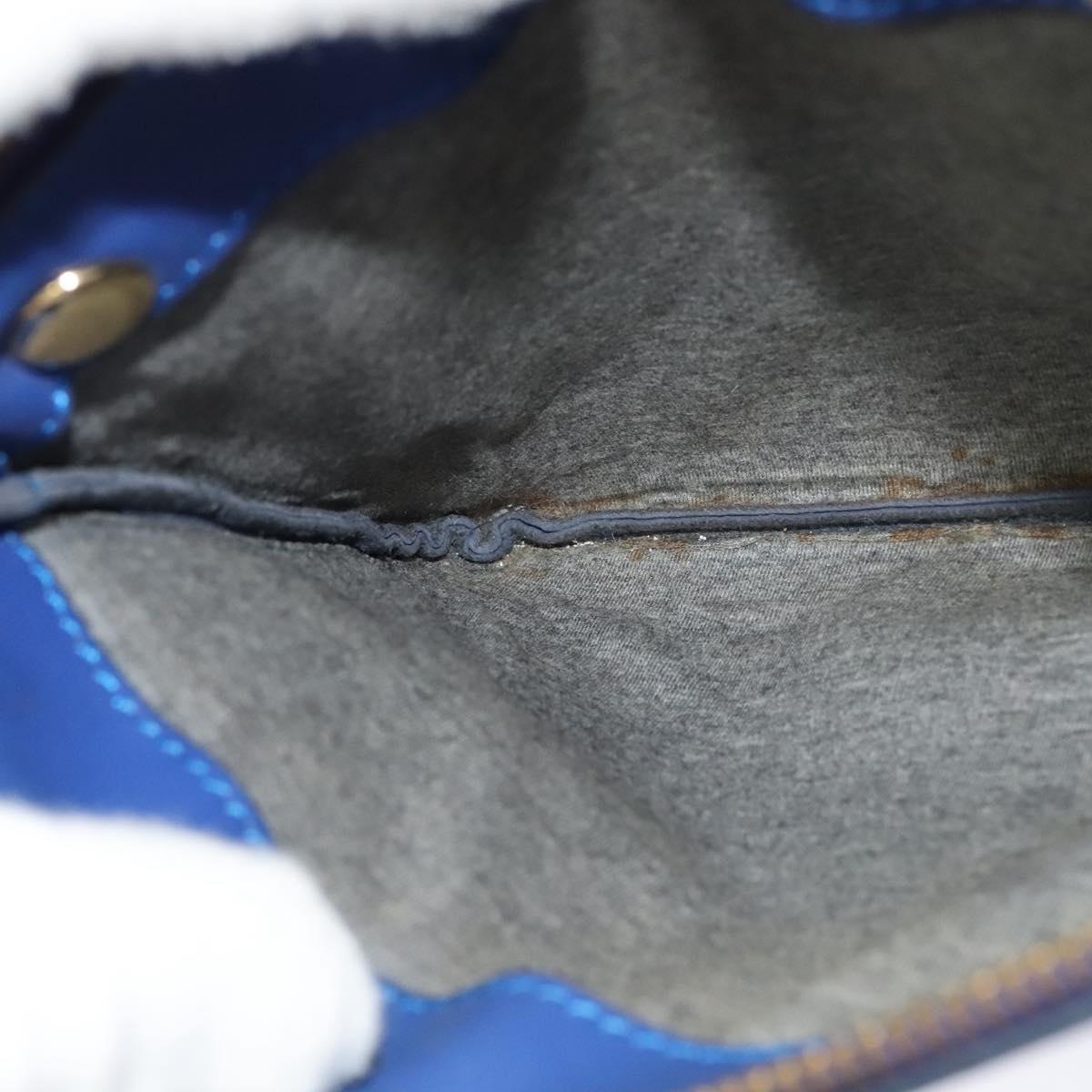 CELINE Trio Shoulder Bag Leather Blue Gold Auth mr1142