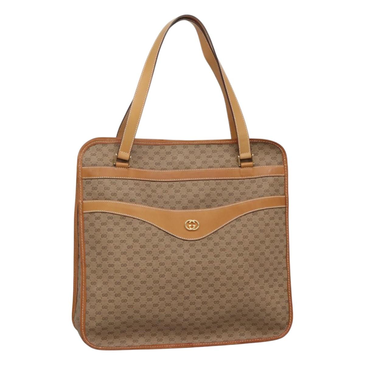 GUCCI Micro GG Supreme Tote Bag PVC Beige Auth mr1148