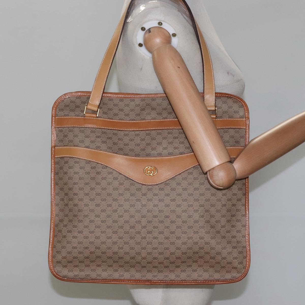 GUCCI Micro GG Supreme Tote Bag PVC Beige Auth mr1148
