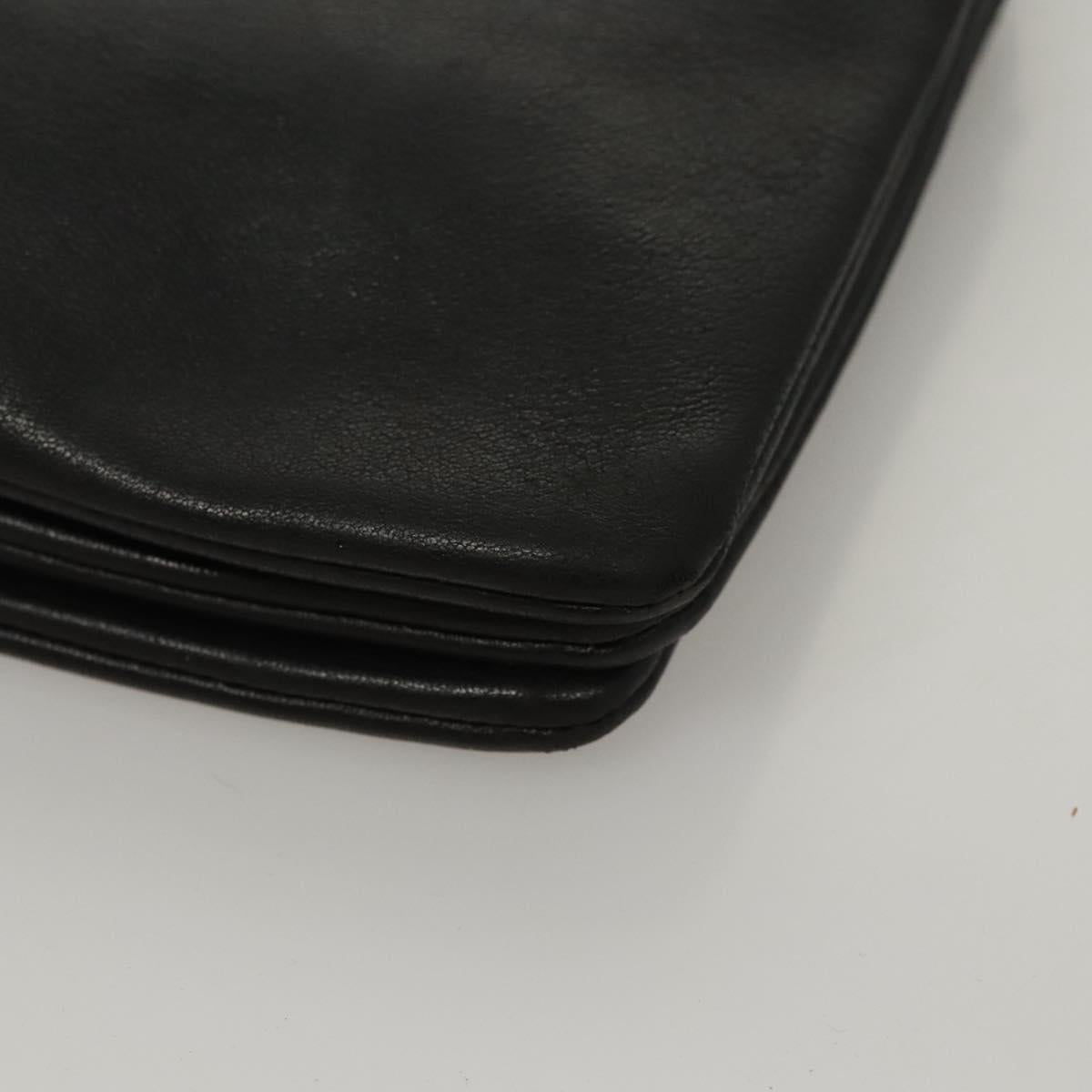 CELINE Trio bag Shoulder Bag Leather Black Gold Auth mr1158