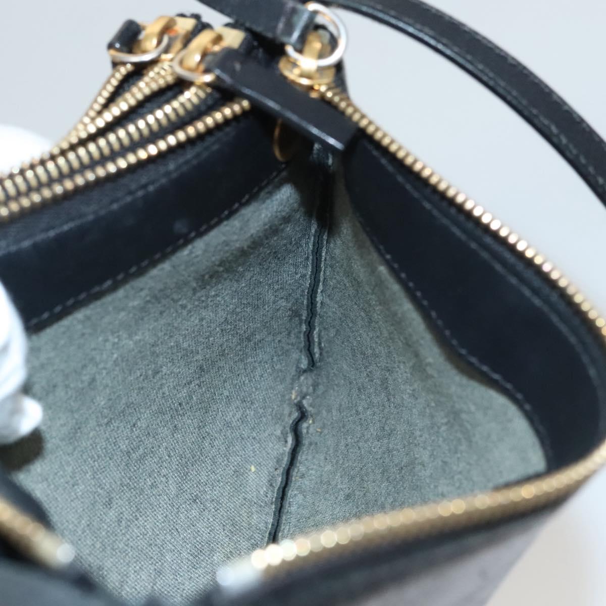 CELINE Trio bag Shoulder Bag Leather Black Gold Auth mr1158