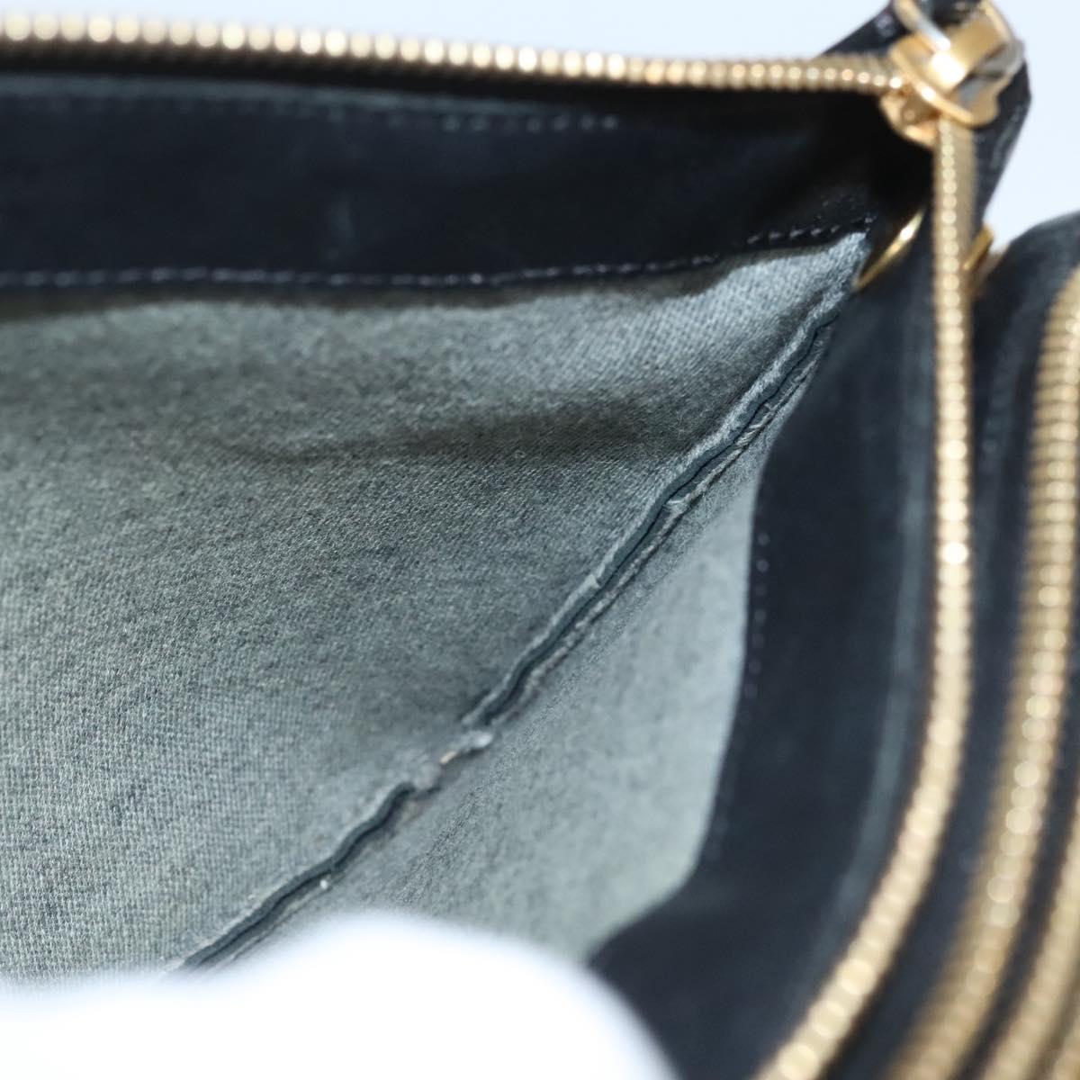 CELINE Trio bag Shoulder Bag Leather Black Gold Auth mr1158